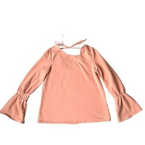 5/$25 Lumiere salmon or light peach trumpet sleeve 100% cotton top size small